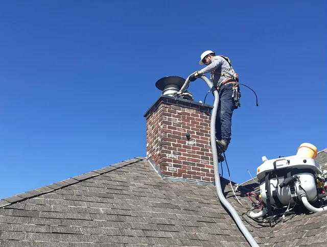 Dedicated Rosemead Chimney Sweep team member cleaning a chimney in Rosemead, CA